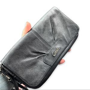 Coach black leather wristlet wallet purse